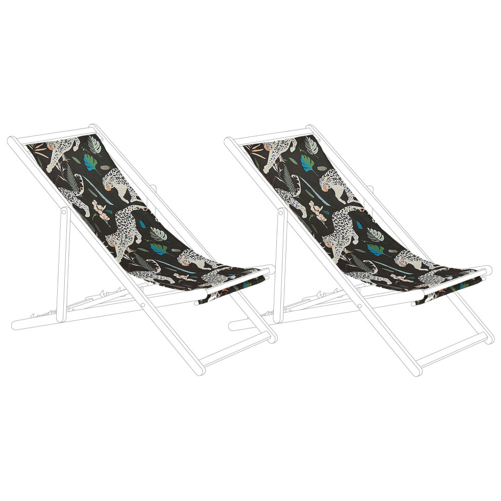 Set of 2 Sun Lounger Replacement Fabrics Animal Pattern ANZIO / AVELLINO