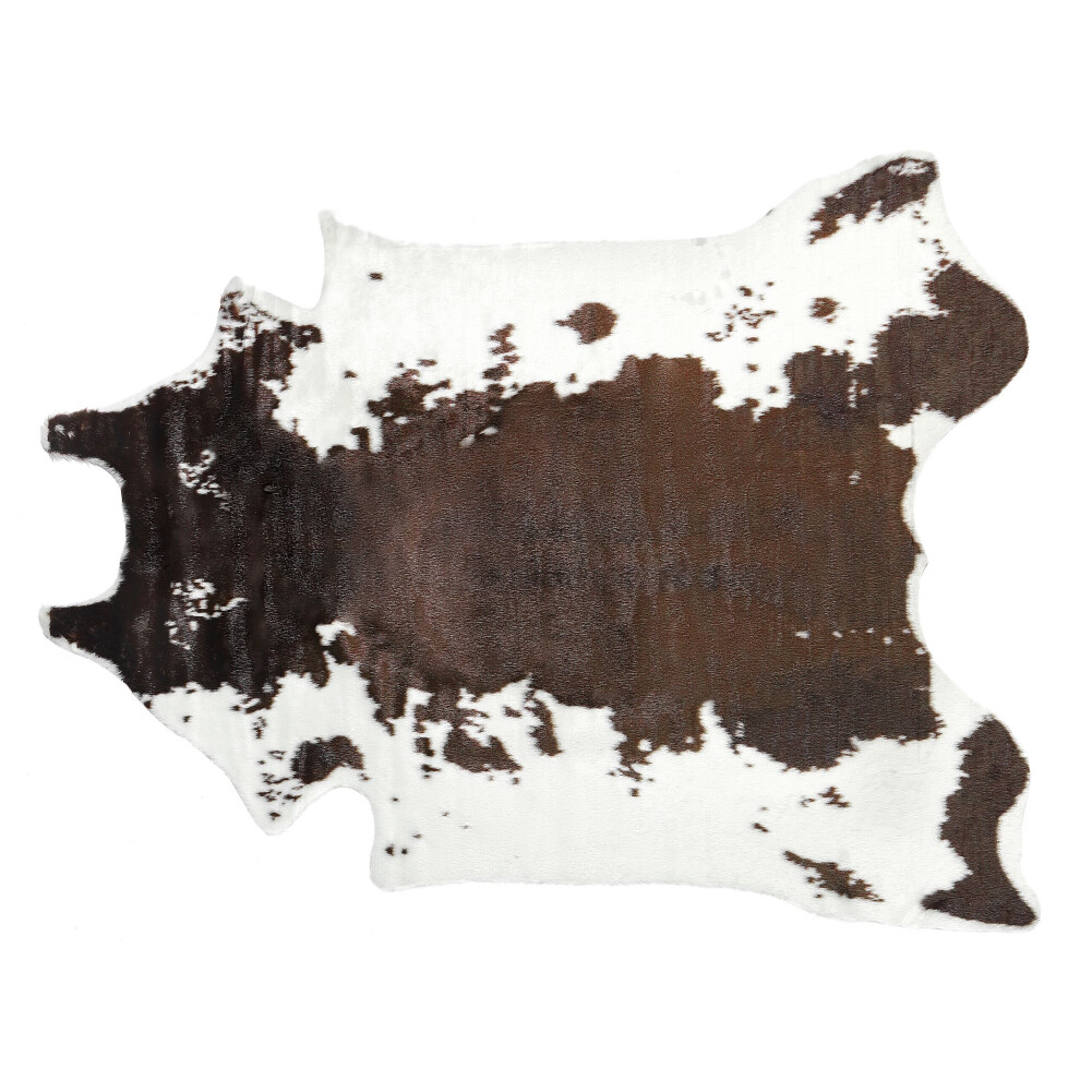 Faux Cowhide Area Rug 150 x 200 cm White and Brown BOGONG