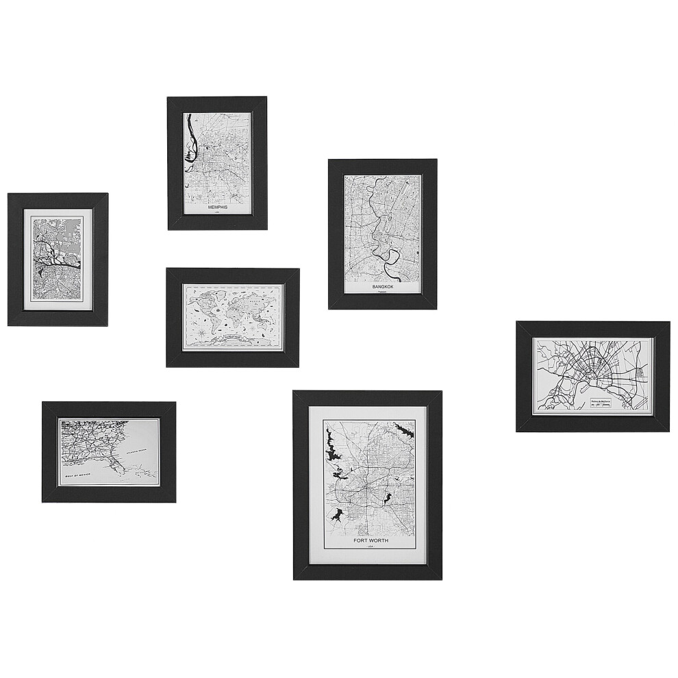 Wall Gallery of Maps 7 Frames Black DENKORO