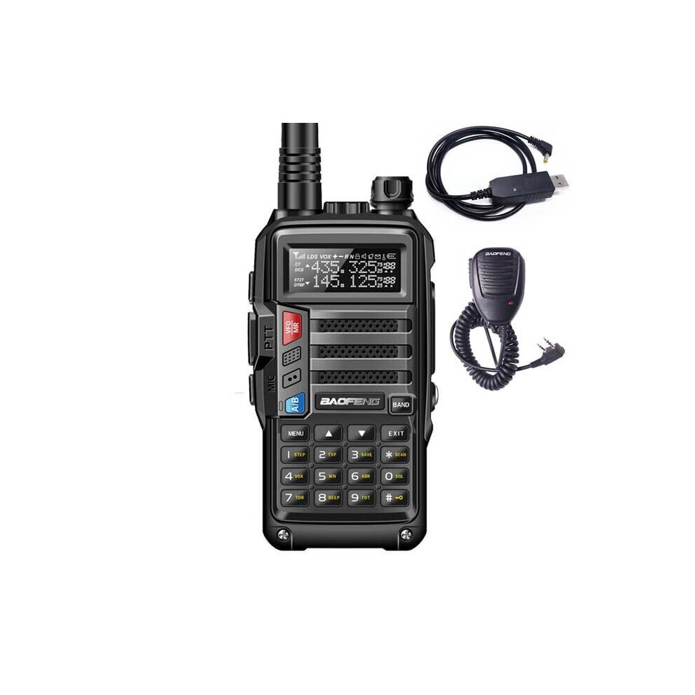 (Black, AU Plug) 8W 7800mAh Powerful Walkie Talkie CB Radio Transceiver 220-260Mhz Portable Radio 10km Long Range for City Hunting Forest