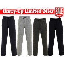 (L, Navy) Mens Open Hem Sweatpants Bottoms Joggers Pants