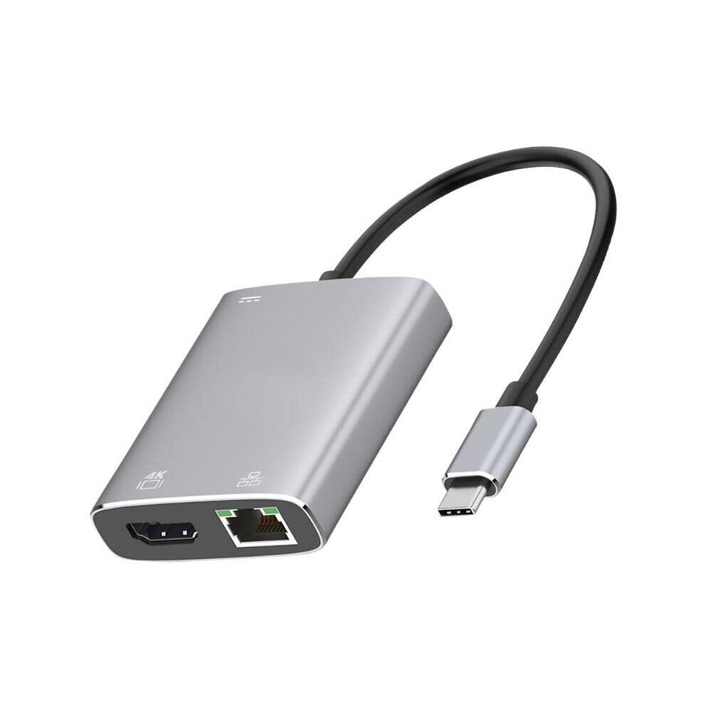 USB-C HUB HD TV Adapter Type-C to HDMI RJ45 Gigabit Ethernet Port PD3.0 Fast Charge HD Video Converter PC Laptop MacBook