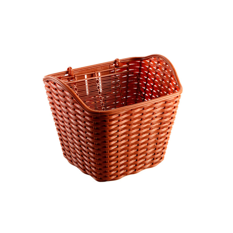 (Brown) Bicycle Basket Plastic Shopping Wicker Storage Basket Folk Craftsmanship