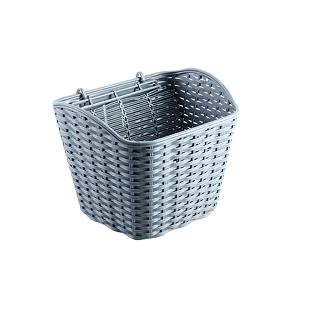 (Grey) Bicycle Basket Plastic Shopping Wicker Storage Basket Folk Craftsmanship