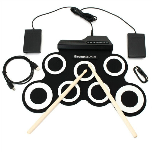 Digital Portable Roll Up Electronic Drum Kits Pad with Pedal Drum Sticks 1