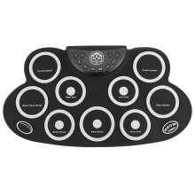 (B) Electric Drum 9 Drum Pads Silicone Plastic Pad w/ Foot Pedals Drumsticks USB 5V