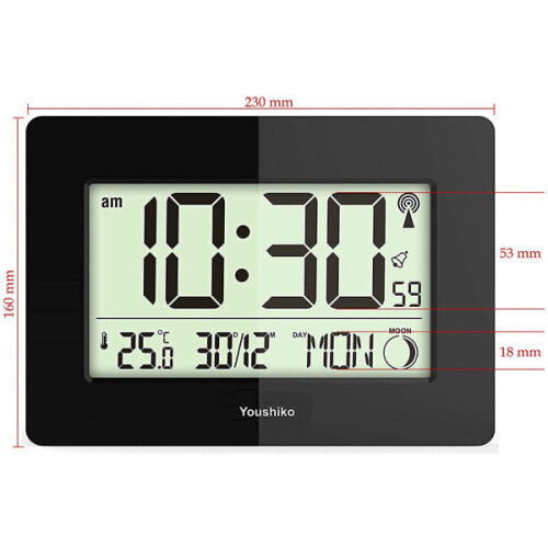 Radio Controlled LCD Wall Mountable and Desk Clock ( Black  ) 2