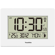 Radio Controlled LCD Wall Mountable and Desk Clock ( White )