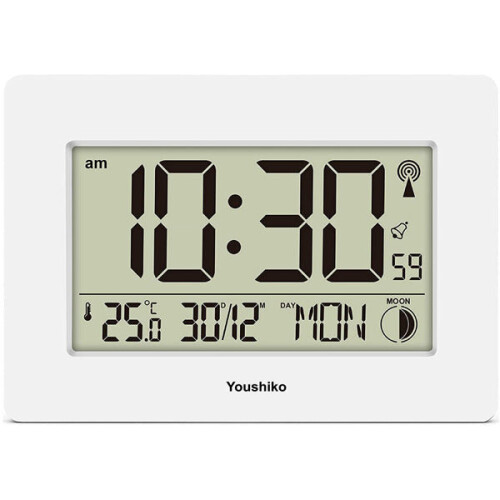 Radio Controlled LCD Wall Mountable and Desk Clock ( White  ) 1