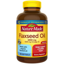 Nature Made Flaxseed Oil 1000 mg Softgels Supplement, 180 Count, Value Size