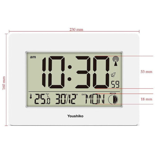 Radio Controlled LCD Wall Mountable and Desk Clock ( White  ) 2