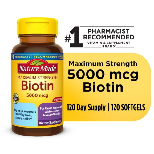 Nature Made Nature Made Maximum Strength Biotin 5000 mcg Softgels, 120 Count