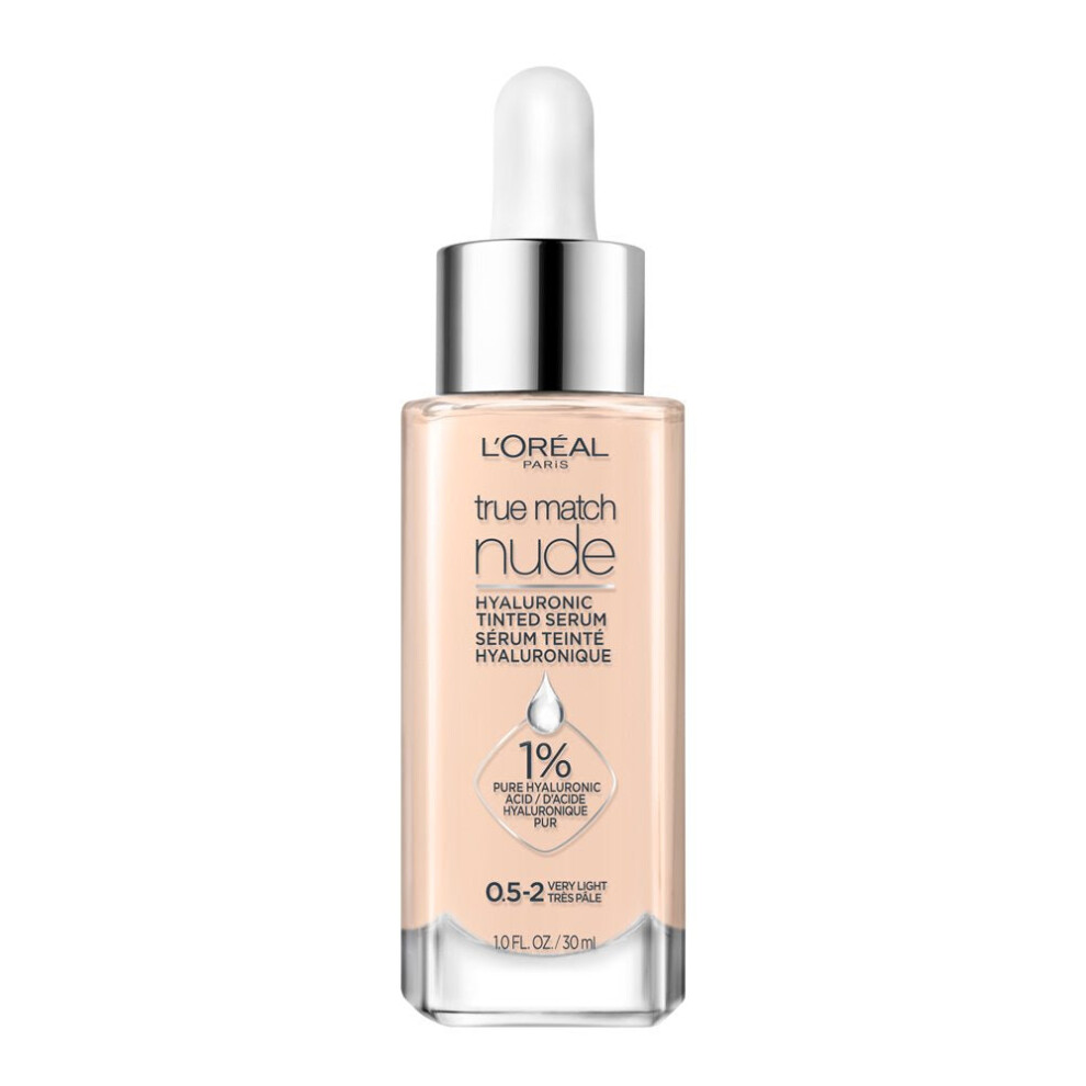 L'Oreal Paris True Match Hyaluronic Tinted Serum Foundation Makeup, Very Light 0.5-2, 1 fl. oz