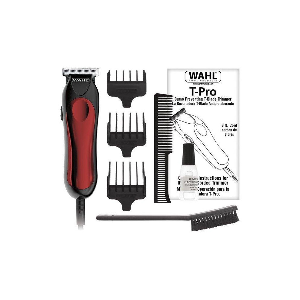 WAHL CLIPPER T-Pro Corded Trimmer - Trim, detail, fade, outline and shave with this versatile trimmer - Model 9307-300, Red/Black