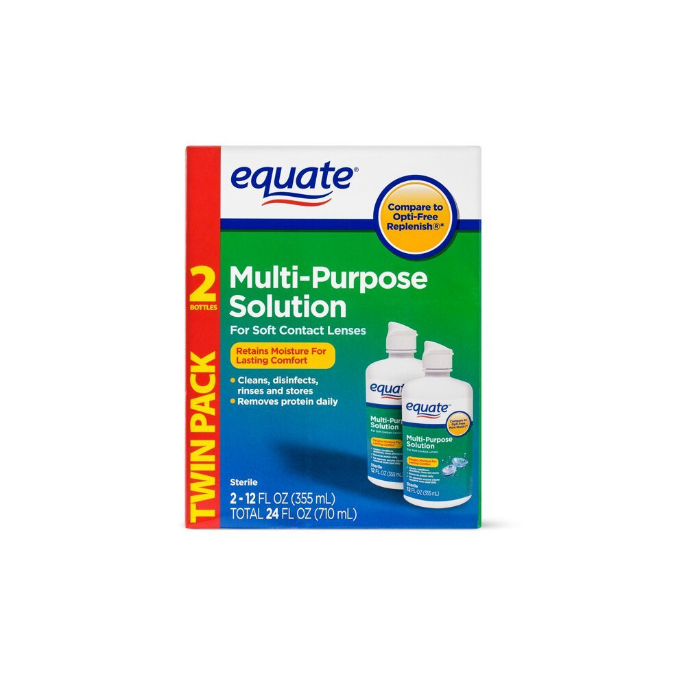 Equate Multi-Purpose Solution Twin Pack, 12 Fl Oz, 2 Count