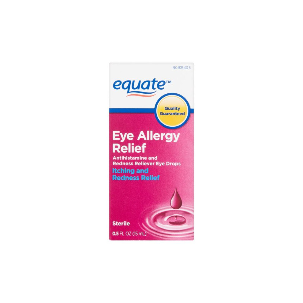 Equate Eye Allergy Relief Antihistamine And Redness Reliever Eye Drops, 0.5 Oz
