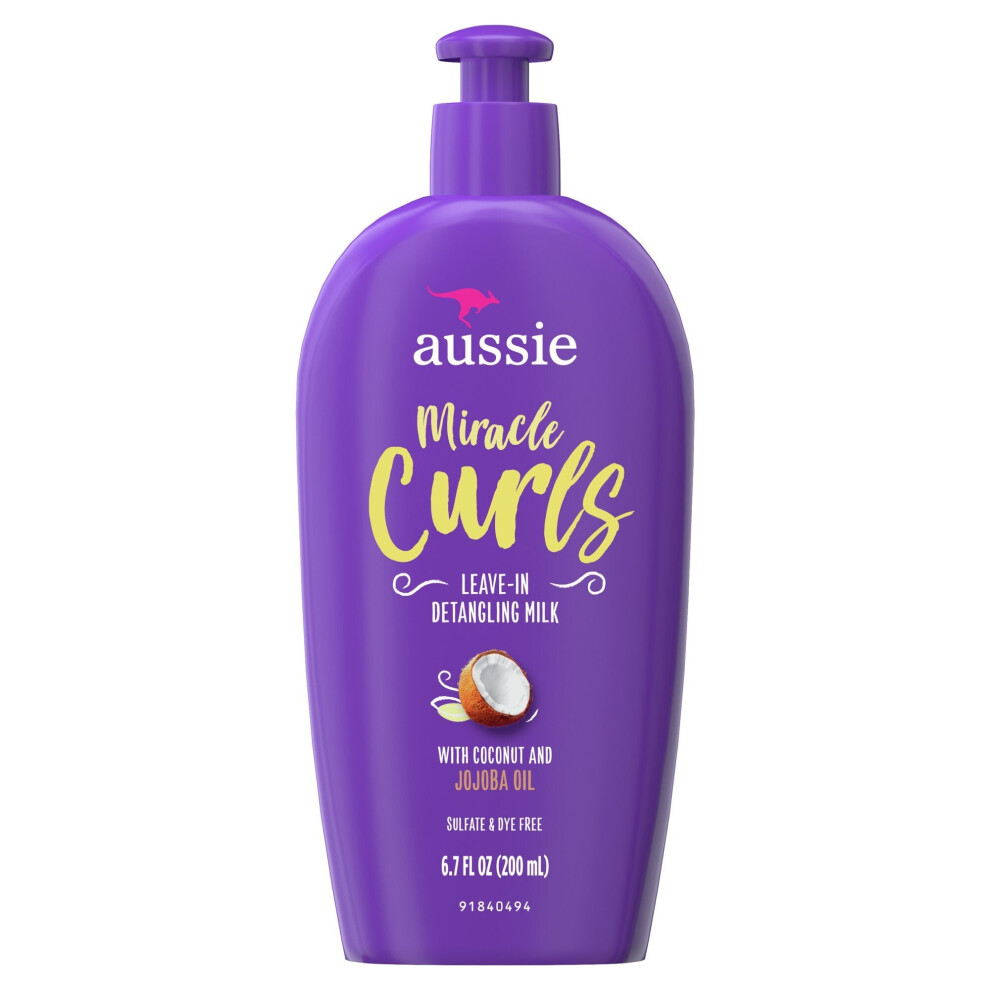 Aussie Miracle Curls Leave-In Detangling Milk, Paraben Free, 6.7 oz