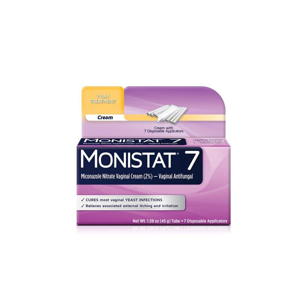 Monistat 7-Dose Yeast Infection Treatment, 7 Disposable Applicators & 1 Cream Tube