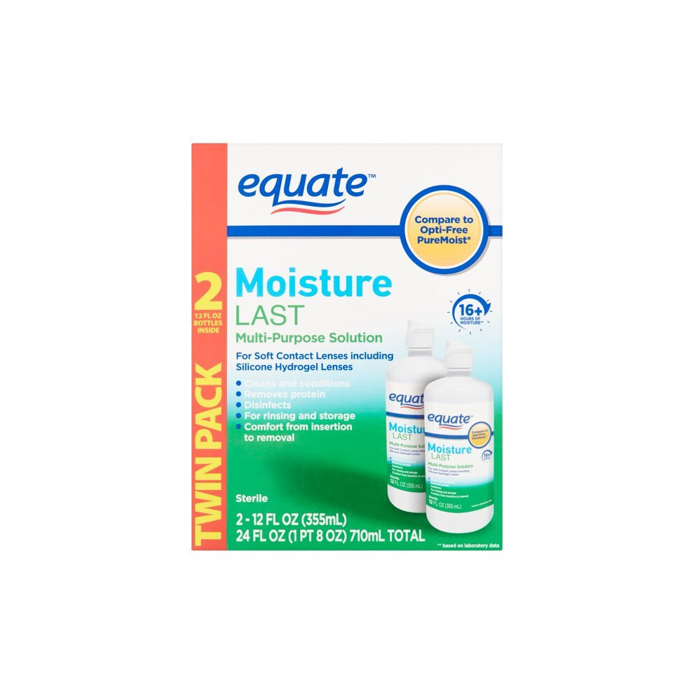 Equate Moisture Last Multi-Purpose Solution, 12 Fl Oz, 2 Count