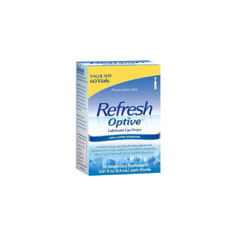 Refresh Optive Lubricant Eye Drops, 0.01 fl oz. Tubes, 60 Count