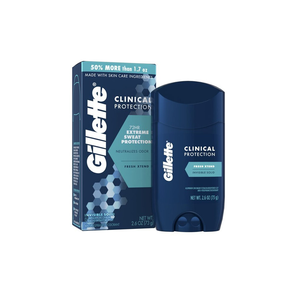 Gillette Clinical Invisible Solid Fresh Xtend Deodorant, 2.6 Oz