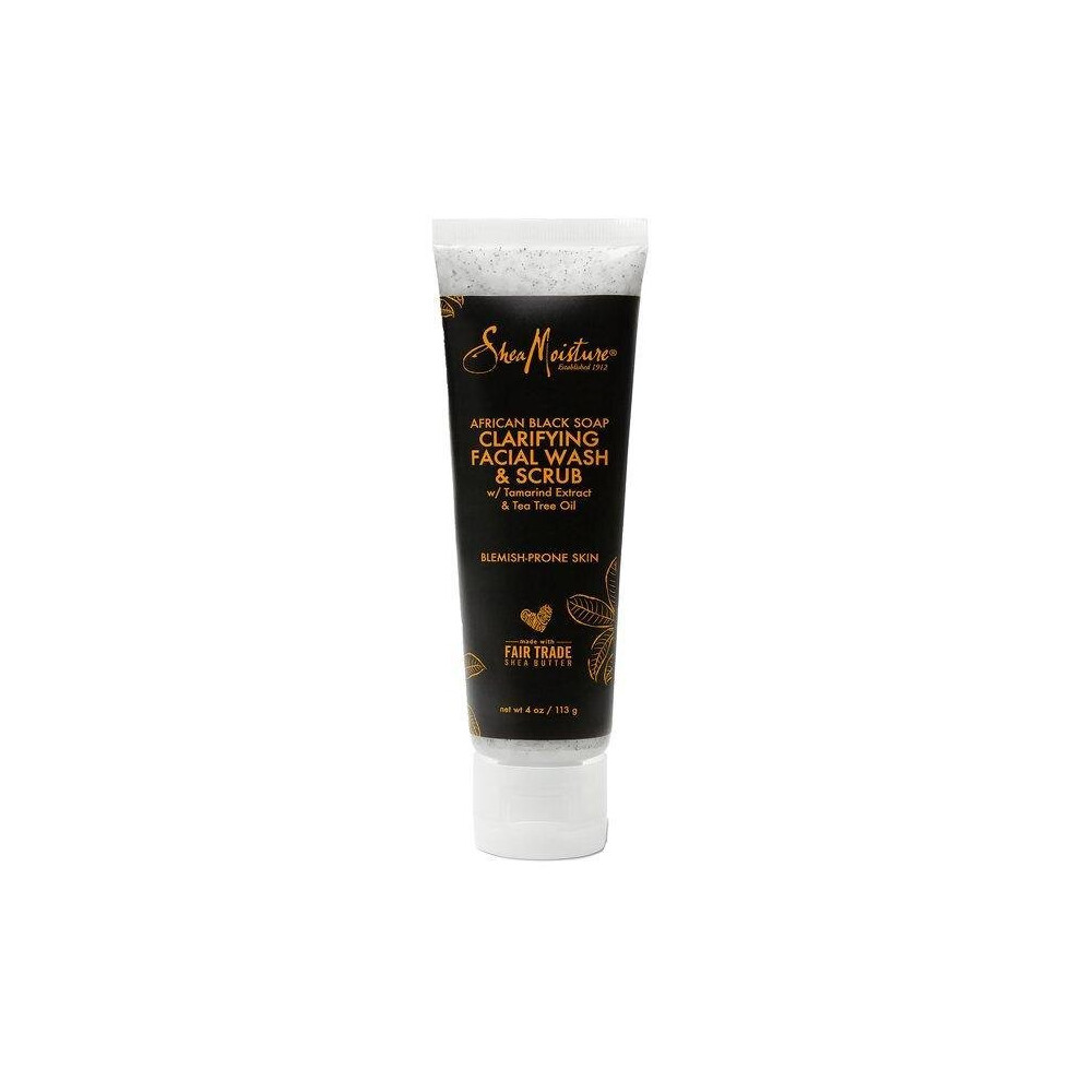 SheaMoisture African Black Soap Facial Wash And Scrub To Clarify Skin 4 Oz