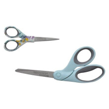 Westcott Titanium Bonded Scissor Set, 8” Bent & 5” Micro-Tip, for Craft/Sewing, Blue/Floral, 2-Pack