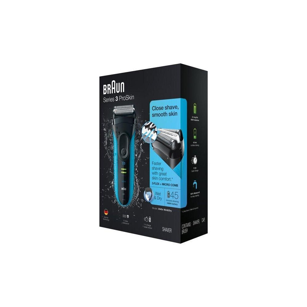 Braun Series 3 Proskin 3040S Wet Dry Mens Electric Shaver With Cap