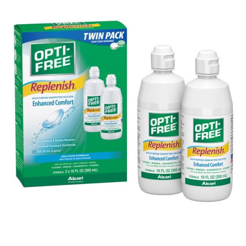 OPTI-FREE Replenish Multipurpose Contact Lens Disinfecting Solution, 10 Fl oz Twin Pack