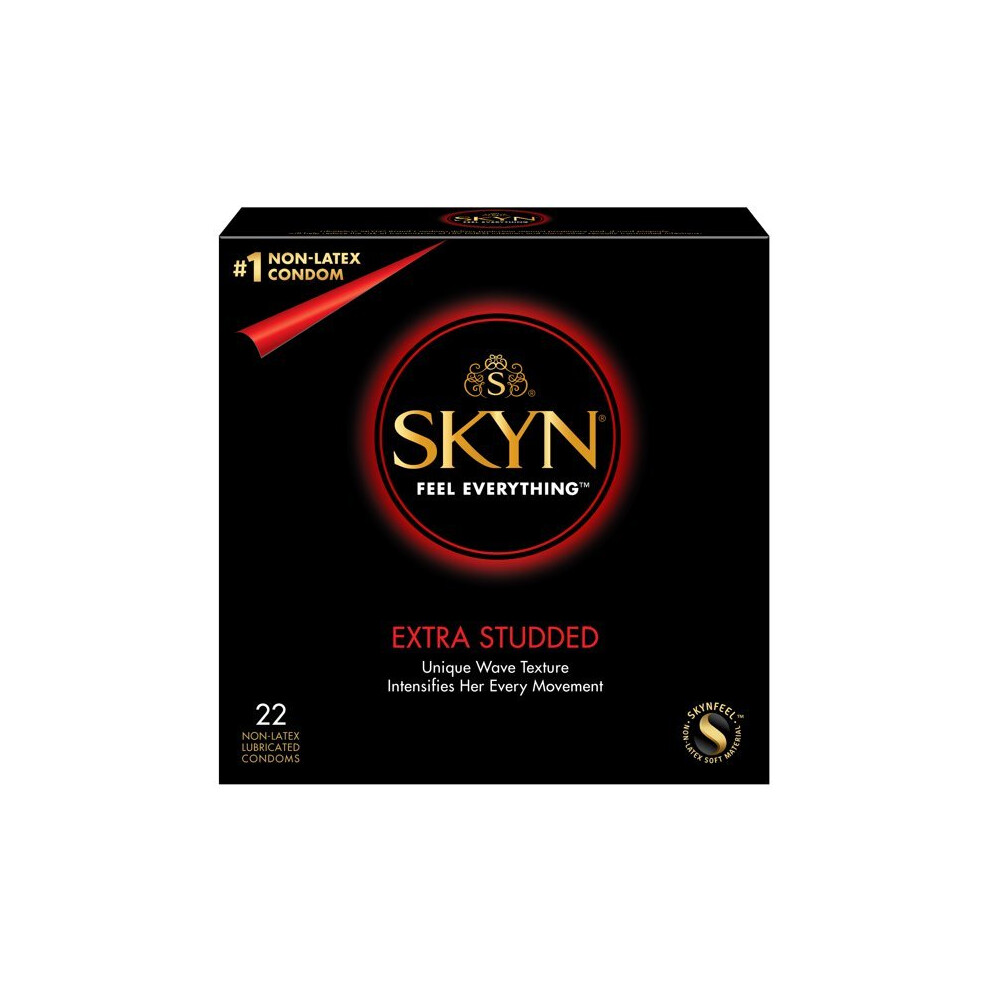 Skyn Extra Studded Lubricated Non Latex Condoms, 22 Count