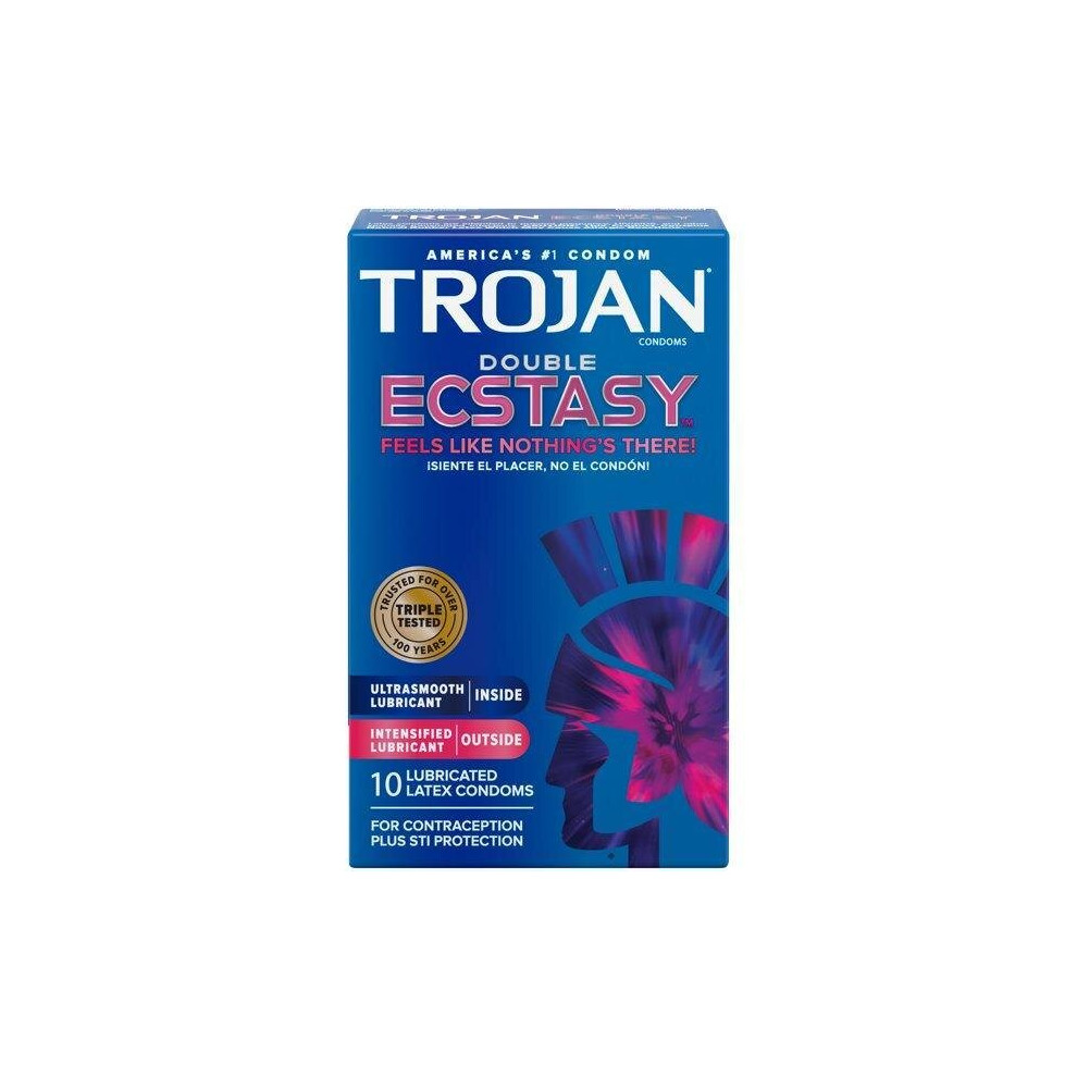 Trojan Double Ecstasy Lubricated Condoms - 10 Count