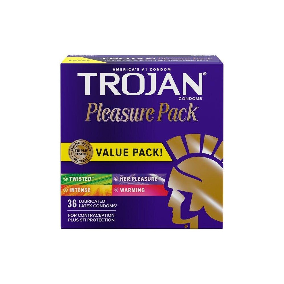 Trojan Pleasure Variety Pack Lubricated Condoms - 36 Count