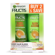 Garnier Fructis Sleek & Shine Shampoo & Conditioner for Frizzy, Dry Hair, 12 oz 2 COUNT