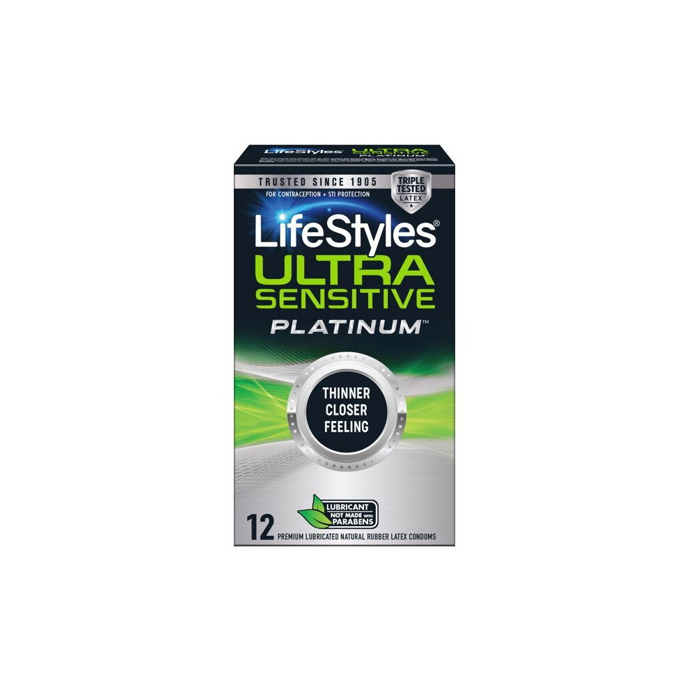 Lifestyles Ultra Sensitive Platinum Latex Condoms, 12 Count