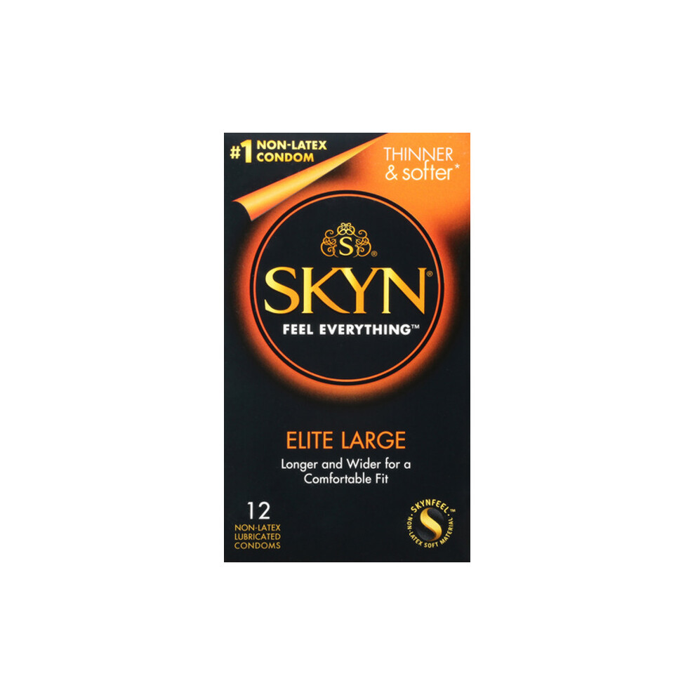 Skyn Elite Large Lubricated Non Latex Condoms, 12 Count