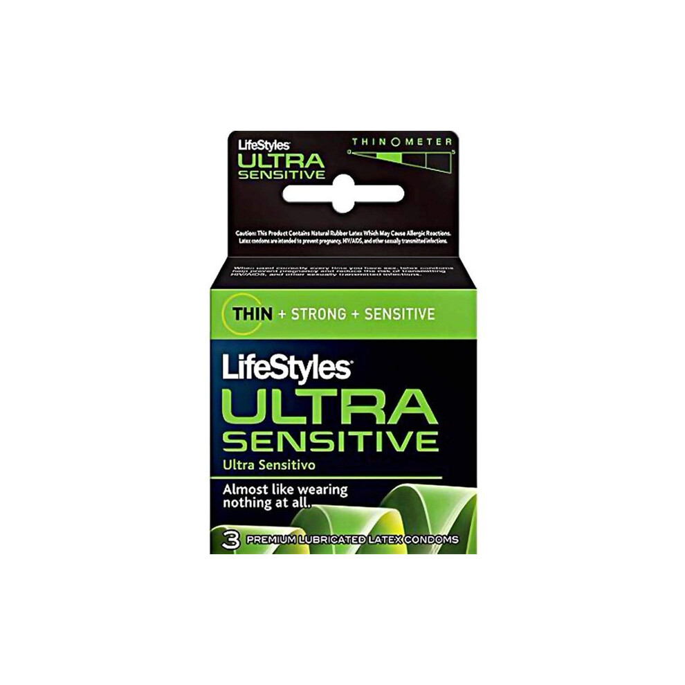 Lifestyles Lubricated Latex Condoms Ultra Sensitive, 3 Ct
