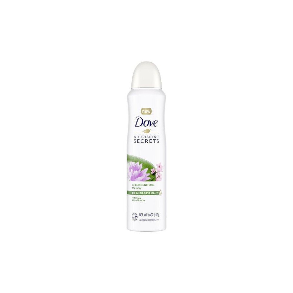 Dove Nourishing Secrets Dry Spray Antiperspirant Deodorant Waterlily & Sakura Blossom, 3.8 oz