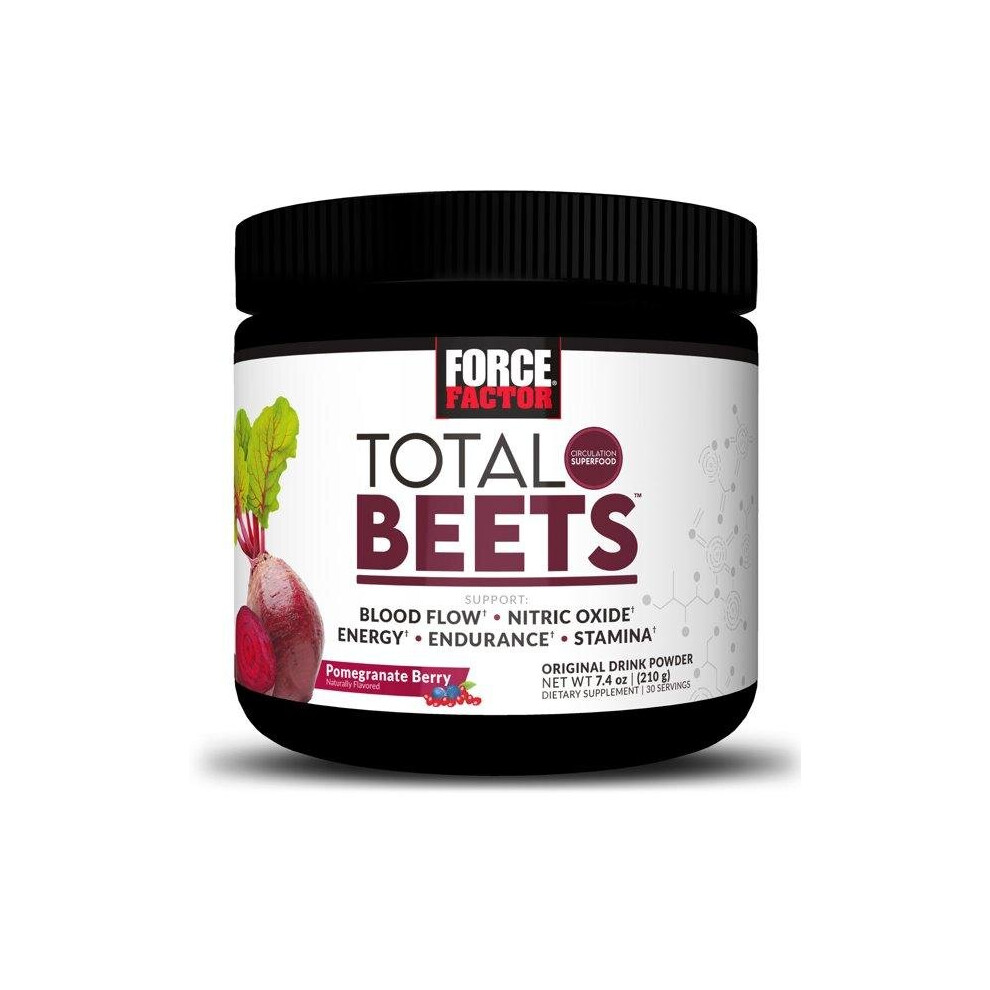 Total Beets Drink Mix Superfood Powder With Nitrates To Support Circulation, Cardiovascular Heart Health Supplement, Force Factor, 30 Servings