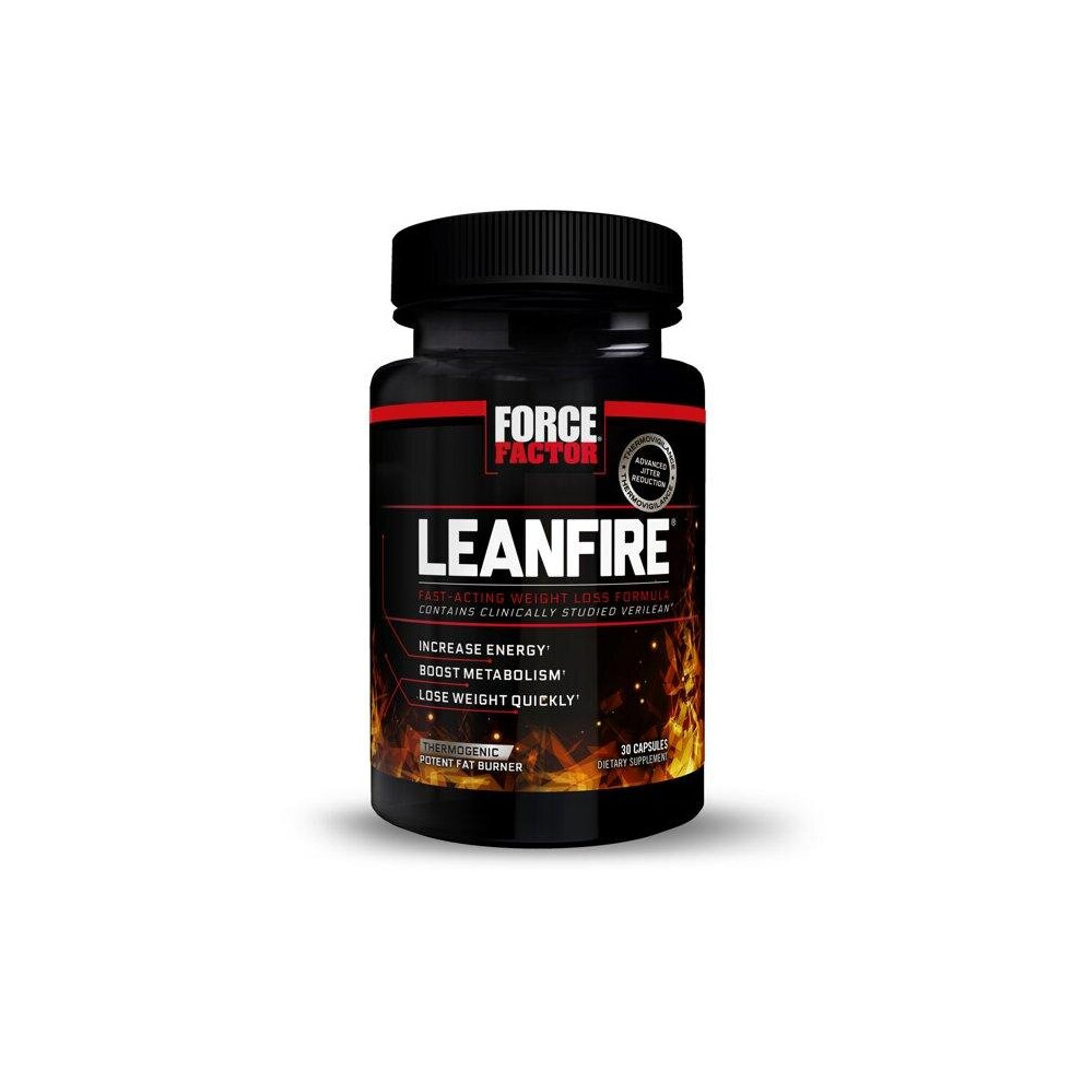 Force Factor LeanFire Thermogenic Pre Workout and Fat Burner with Green Tea Extract to Increase Energy, 30 Capsules