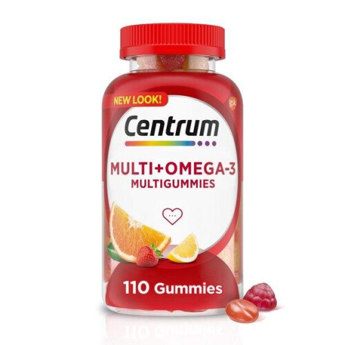 Centrum Centrum Multigummies Multivitamin for Adults Omega 3 Gummies, Assorted Fruit, 110 Ct