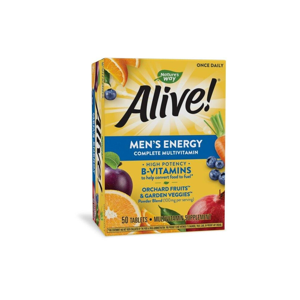 Photos - Vitamins & Minerals Natures Nature's Way Alive! Men's Energy Complete Multivitamin, High Potency B-Vitamins, Supports Cellular Energy,* 50 Tablets 