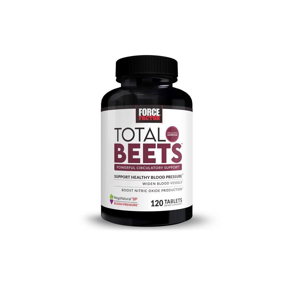 Total Beets Blood Pressure Support Supplement with Nitrates and Grapeseed Extract, Force Factor, 120 Tablets