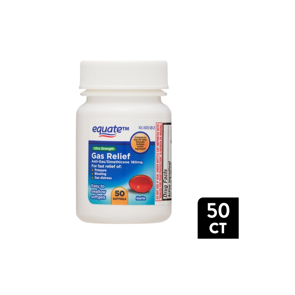 Equate Ultra Strength Gas Relief Softgels, 50 Count