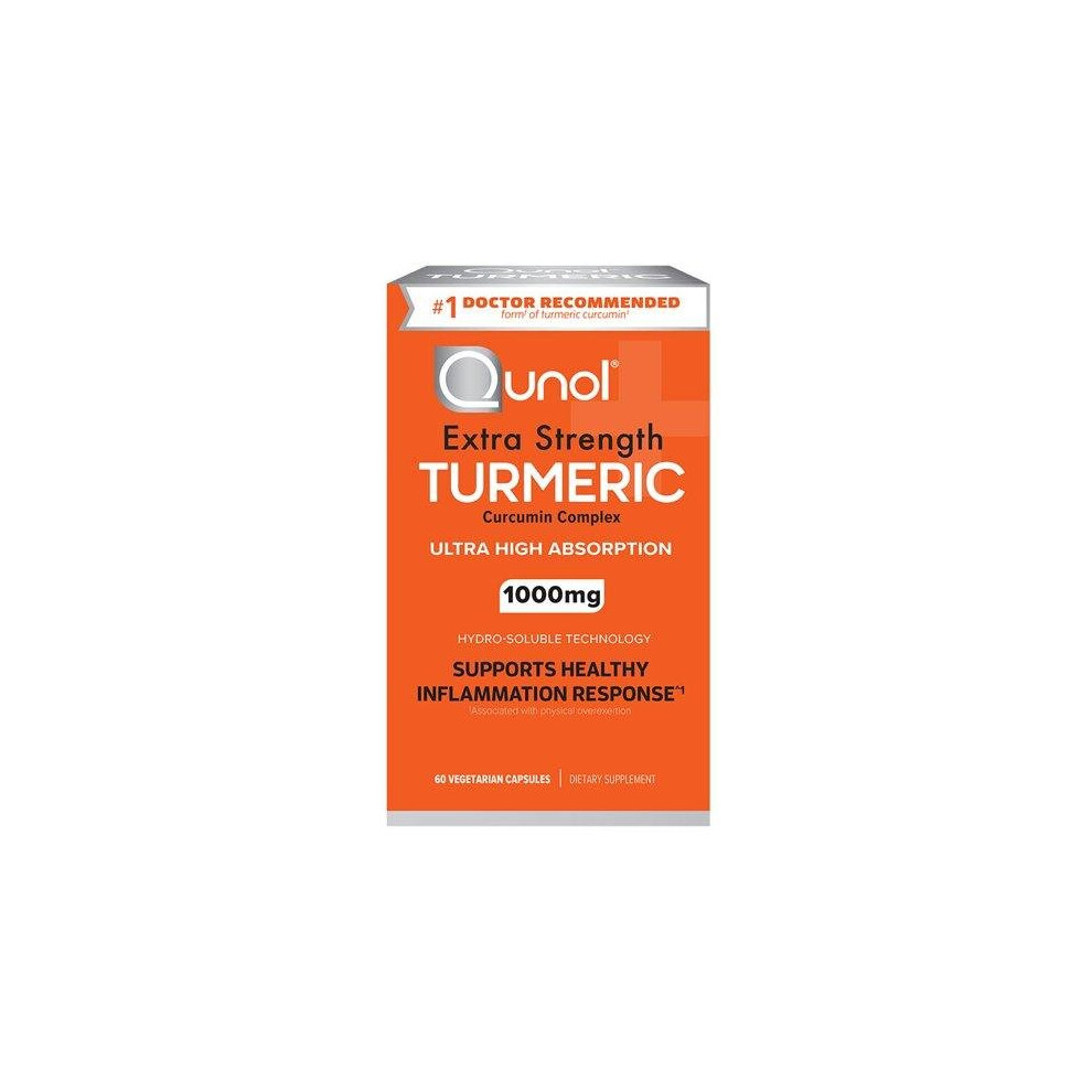 Qunol Turmeric Curcumin Capsules, With Ultra High Absorption 1000Mg, Joint Support, Dietary Supplement, Extra Strength, 60 Count Capsules