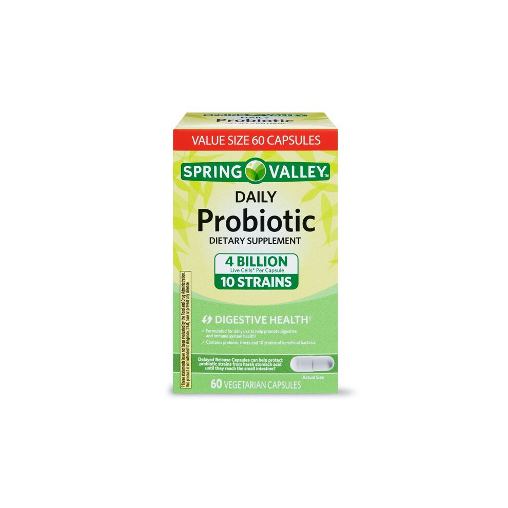 Spring Valley Daily Probiotic Delayed-Release Capsules, 60 Count