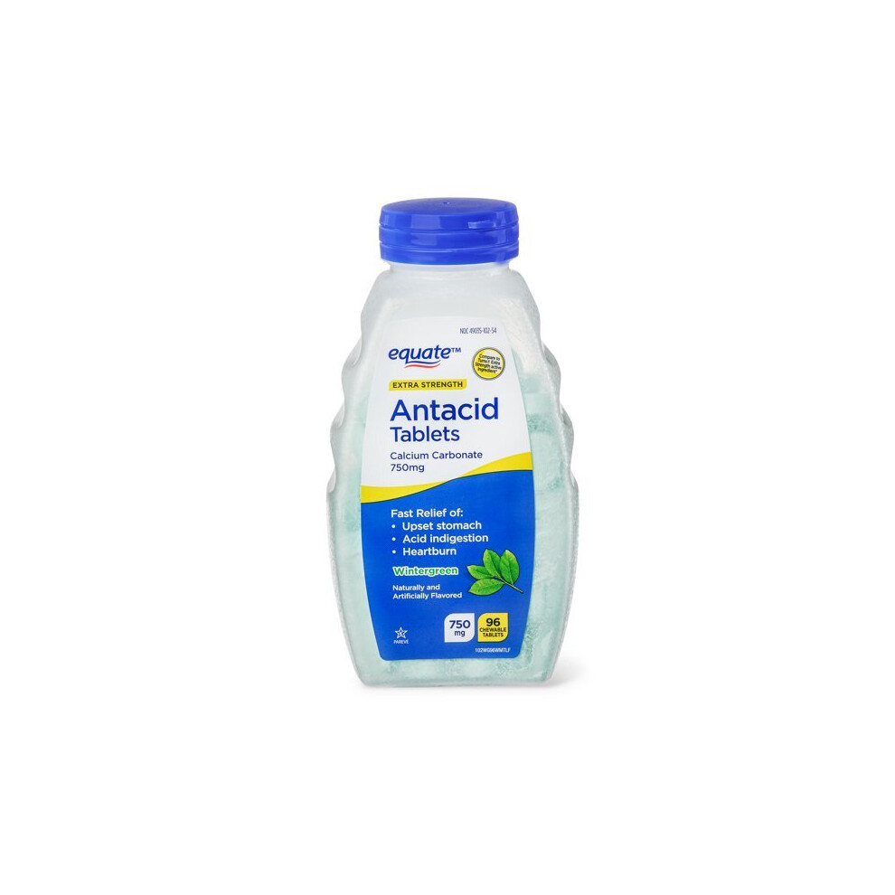 Equate Extra Strength Antacid Chewable Wintergreen Tablets, 750 Mg, 96 Ct
