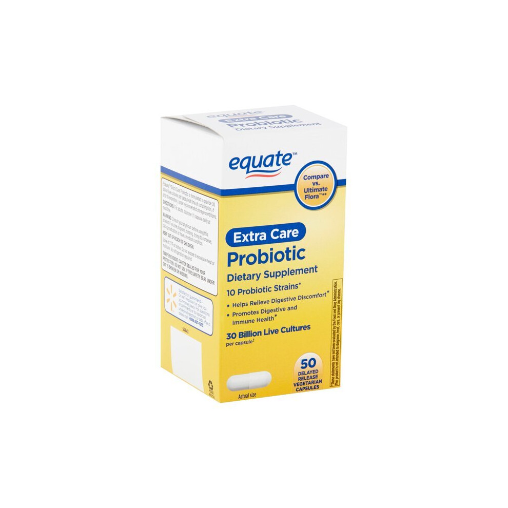 Equate Extra Care Probiotic Capsules, Delayed Release, 50 Count
