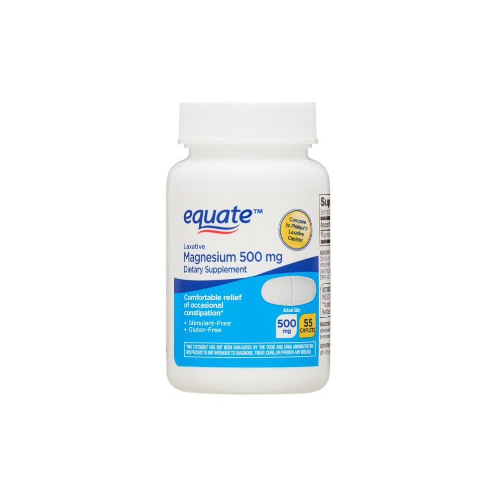 Equate Magnesium Laxative Caplets, 500 Mg, 55 Count