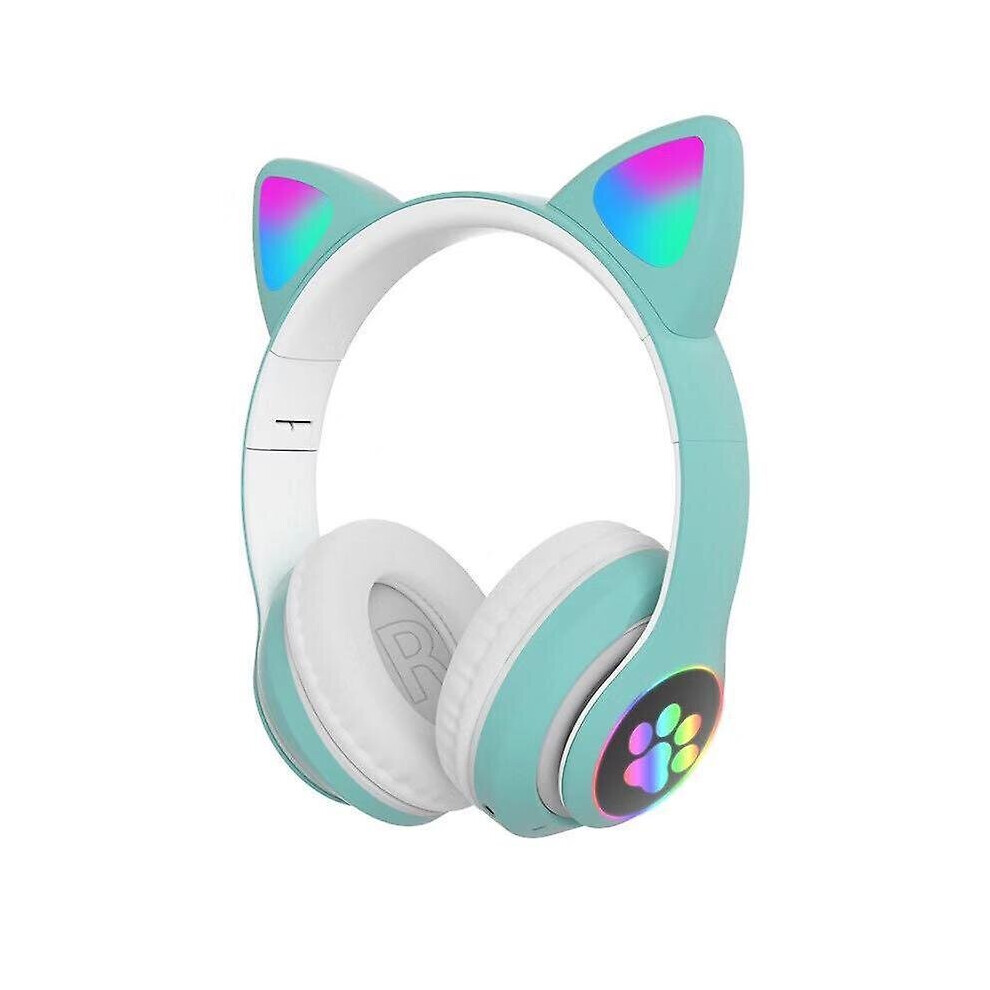 (Green) Wireless Bluetooth Headphones Cat Ear Headset With Led Light Green 764799495989