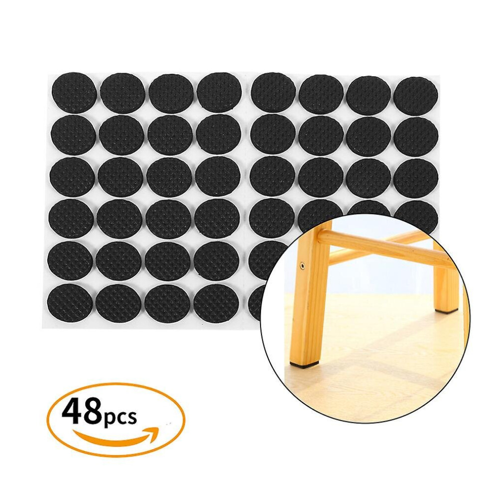 (Round 48Pcs) Non-Slip Self-Adhesive Rubber Feet Pads Black Funiture Chair Pads Protector Floor Protectors 760954518630